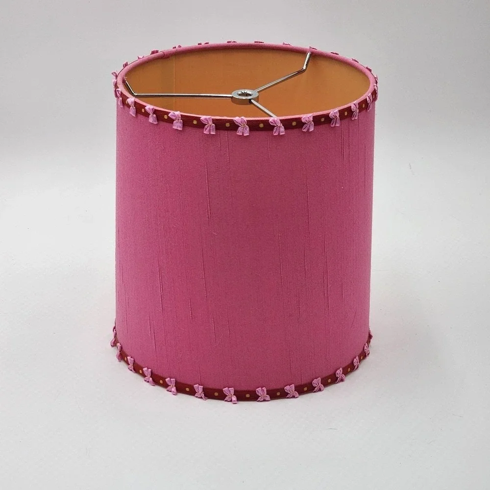 Vintage J Alexander Jewel Pink Clear Acrylic Table Lamp Bow Gold Bead Shade Rare